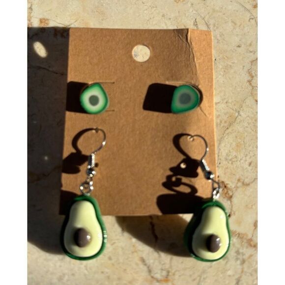 Avocado-Themed Stud & Dangle Earrings Set For Women Hypoallergenic Material Uniq - Picture 2 of 6